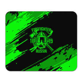 Коврик для мышки прямоугольный с принтом FIREFIGHTER 1649 RUSSIA в Новосибирске, натуральный каучук | размер 230 х 185 мм; запечатка лицевой стороны | Тематика изображения на принте: 112 | firefighter | багор | герб | гкчс | зеленая | знак | лого | логотип | мчс | мчсник | пожарная охрана | пожарник | пожарный | пч | россии | рф | серая | символ | служба | спасатель | спасения | топор | флаг
