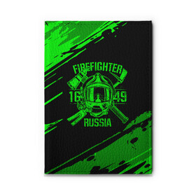 Обложка для автодокументов с принтом FIREFIGHTER 1649 RUSSIA в Новосибирске, натуральная кожа |  размер 19,9*13 см; внутри 4 больших “конверта” для документов и один маленький отдел — туда идеально встанут права | Тематика изображения на принте: 112 | firefighter | багор | герб | гкчс | зеленая | знак | лого | логотип | мчс | мчсник | пожарная охрана | пожарник | пожарный | пч | россии | рф | серая | символ | служба | спасатель | спасения | топор | флаг