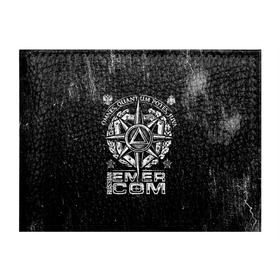 Обложка для студенческого билета с принтом RUSSIAN EMERCOM в Новосибирске, натуральная кожа | Размер: 11*8 см; Печать на всей внешней стороне | 112 | 27 декабря | firefighter | герб | гкчс | знак | лого | логотип | мчс | мчсник | пожарная охрана | пожарник | пожарный | потертая | пч | россии | рф | символ | служба | состаренная | спасатель | спасения | флаг