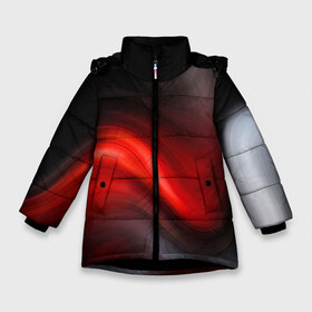 Зимняя куртка для девочек 3D с принтом BLACK RED WAVES АБСТРАКЦИЯ в Новосибирске, ткань верха — 100% полиэстер; подклад — 100% полиэстер, утеплитель — 100% полиэстер. | длина ниже бедра, удлиненная спинка, воротник стойка и отстегивающийся капюшон. Есть боковые карманы с листочкой на кнопках, утяжки по низу изделия и внутренний карман на молнии. 

Предусмотрены светоотражающий принт на спинке, радужный светоотражающий элемент на пуллере молнии и на резинке для утяжки. | abstraction | geometry | hexagon | neon | paints | stripes | texture | triangle | абстракция | брызги | геометрия | краски | неон | неоновый | соты | текстура