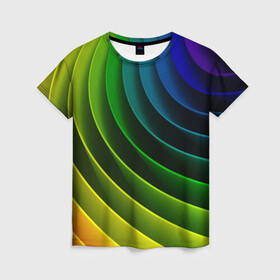Женская футболка 3D с принтом Color в Новосибирске, 100% полиэфир ( синтетическое хлопкоподобное полотно) | прямой крой, круглый вырез горловины, длина до линии бедер | color | creatiive | desgn | fashion | textures | vanguard | авангард | дизайн | креатив | мода | текстуры | фон | цвет
