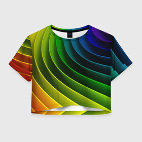 Женская футболка Crop-top 3D с принтом Color в Новосибирске, 100% полиэстер | круглая горловина, длина футболки до линии талии, рукава с отворотами | color | creatiive | desgn | fashion | textures | vanguard | авангард | дизайн | креатив | мода | текстуры | фон | цвет