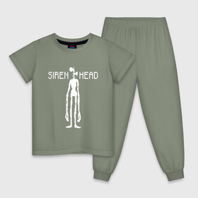 Детская пижама хлопок с принтом Siren Head в Новосибирске, 100% хлопок |  брюки и футболка прямого кроя, без карманов, на брюках мягкая резинка на поясе и по низу штанин
 | game | scp | siren head | игра | монстр | персонаж | пиксель арт | сирена | сиреноголовый | чудовище