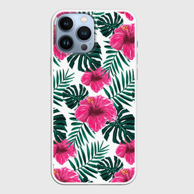 Чехол для iPhone 13 Pro Max с принтом Гавайский гибискус в Новосибирске,  |  | flower | hawaii | hibiscus | palms | summer | sun | ботаника | гаваи | гавайи | гавайка | гавайская | гибискус | красочная | летняя | лето | листья | отдых | отпуск | пальма | пальмы | пляж | растения | символ