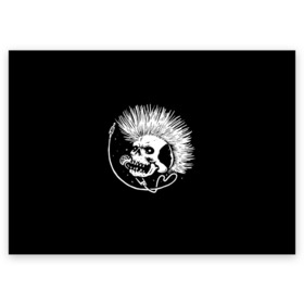 Поздравительная открытка с принтом Панк (Z) в Новосибирске, 100% бумага | плотность бумаги 280 г/м2, матовая, на обратной стороне линовка и место для марки
 | Тематика изображения на принте: shaman | skull | вождь | гот | дух | кладбище | мертвец | мертвый | микрофон | музыка | панк | перья | принт | рок | скелет | хой | череп | шаман | эмо | эракез