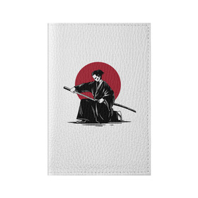 Обложка для паспорта матовая кожа с принтом Японский самурай (Z) в Новосибирске, натуральная матовая кожа | размер 19,3 х 13,7 см; прозрачные пластиковые крепления | japan | ninja | samurai | асихара но накацукуни | буке | воин | вояк | государство япония | мононофу | мститель | мушя | ниндзя | ниппон | нихон | ооясимагуни | сабурай | самурай | слуга | солдат