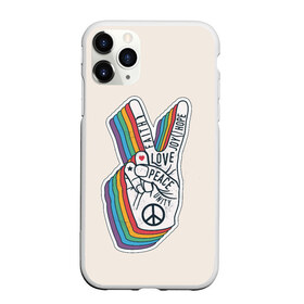 Чехол для iPhone 11 Pro Max матовый с принтом PEACE and LOVE (Z) в Новосибирске, Силикон |  | Тематика изображения на принте: hope | love | peace | два пальца | жесть | знак | любить | любовь | мир | радуга | хипи | хиппи