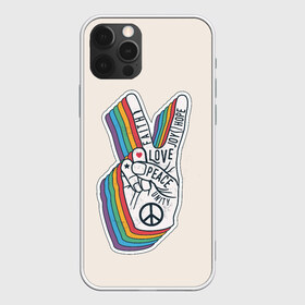 Чехол для iPhone 12 Pro Max с принтом PEACE and LOVE (Z) в Новосибирске, Силикон |  | Тематика изображения на принте: hope | love | peace | два пальца | жесть | знак | любить | любовь | мир | радуга | хипи | хиппи