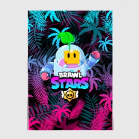 Постер с принтом BRAWL STARS SPROUT | СПРАУТ в Новосибирске, 100% бумага
 | бумага, плотность 150 мг. Матовая, но за счет высокого коэффициента гладкости имеет небольшой блеск и дает на свету блики, но в отличии от глянцевой бумаги не покрыта лаком | bibi | brawl stars | coach mike | crow | evil gene | gale | gene | leon | leon shark | max | mecha crow | mortis | mr.p | nani | phoenix | sally leon | sandy | spike | sprout | surge | tara | virus 8 bit | werewolf | волна | ворон | джин | л