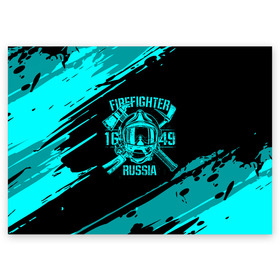 Поздравительная открытка с принтом FIREFIGHTER 1649 RUSSIA в Новосибирске, 100% бумага | плотность бумаги 280 г/м2, матовая, на обратной стороне линовка и место для марки
 | Тематика изображения на принте: 112 | firefighter | багор | бирюзовая | герб | гкчс | голубая | знак | лого | логотип | мчс | мчсник | пожарная охрана | пожарник | пожарный | пч | россии | рф | серая | символ | синяя | служба | спасатель