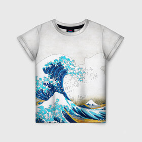 Детская футболка 3D с принтом Japanese wave в Новосибирске, 100% гипоаллергенный полиэфир | прямой крой, круглый вырез горловины, длина до линии бедер, чуть спущенное плечо, ткань немного тянется | Тематика изображения на принте: japanese | japanese wave | wave | волна | япония | японская волна | японский