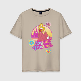 Женская футболка хлопок Oversize с принтом Sleeping Beauty Aurora в Новосибирске, 100% хлопок | свободный крой, круглый ворот, спущенный рукав, длина до линии бедер
 | Тематика изображения на принте: 