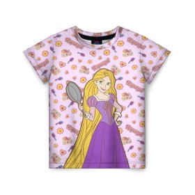 Детская футболка 3D с принтом Tangled Disney Princess в Новосибирске, 100% гипоаллергенный полиэфир | прямой крой, круглый вырез горловины, длина до линии бедер, чуть спущенное плечо, ткань немного тянется | disney princess | tangled | vdkimel | рапунцель