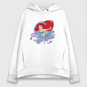 Женское худи Oversize хлопок с принтом The Little Mermaid Ariel в Новосибирске, френч-терри — 70% хлопок, 30% полиэстер. Мягкий теплый начес внутри —100% хлопок | боковые карманы, эластичные манжеты и нижняя кромка, капюшон на магнитной кнопке | ariel | disney princess | the little mermaid | vdkimel | ариэль | русалочка