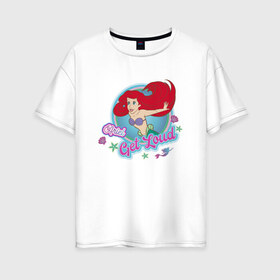 Женская футболка хлопок Oversize с принтом The Little Mermaid Ariel в Новосибирске, 100% хлопок | свободный крой, круглый ворот, спущенный рукав, длина до линии бедер
 | ariel | disney princess | the little mermaid | vdkimel | ариэль | русалочка