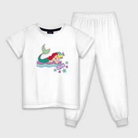 Детская пижама хлопок с принтом The Little Mermaid Ariel в Новосибирске, 100% хлопок |  брюки и футболка прямого кроя, без карманов, на брюках мягкая резинка на поясе и по низу штанин
 | ariel | disney princess | the little mermaid | vdkimel | ариэль | русалочка