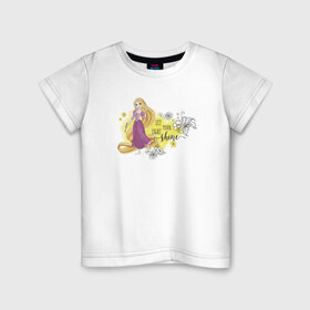 Детская футболка хлопок с принтом Tangled Disney Princess в Новосибирске, 100% хлопок | круглый вырез горловины, полуприлегающий силуэт, длина до линии бедер | 