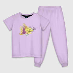 Детская пижама хлопок с принтом Tangled Disney Princess в Новосибирске, 100% хлопок |  брюки и футболка прямого кроя, без карманов, на брюках мягкая резинка на поясе и по низу штанин
 | 