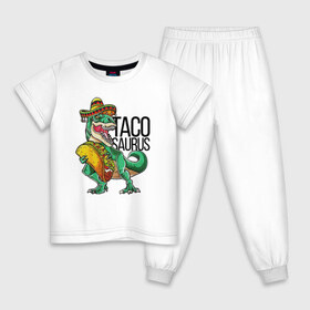 Детская пижама хлопок с принтом Tacosaurus в Новосибирске, 100% хлопок |  брюки и футболка прямого кроя, без карманов, на брюках мягкая резинка на поясе и по низу штанин
 | dinosaur | donut | rex | t rex | динозавр | пончик | рекс