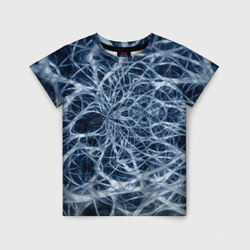 Детская футболка 3D с принтом Нервная система в Новосибирске, 100% гипоаллергенный полиэфир | прямой крой, круглый вырез горловины, длина до линии бедер, чуть спущенное плечо, ткань немного тянется | big picture | exclusive merch | картинки | клетки | линии | мозг | нейроны | прикольные | пульс | сеть | текстуры | точки | тренды | узоры