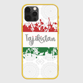 Чехол для iPhone 12 Pro Max с принтом Таджикистан в Новосибирске, Силикон |  | asia | blots | drops | flag | paint | republic of tajikistan | splashes | state | азия | брызги | государство | капли | кляксы | краска | республика | таджикистан | флаг
