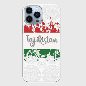 Чехол для iPhone 13 Pro Max с принтом Таджикистан в Новосибирске,  |  | asia | blots | drops | flag | paint | republic of tajikistan | splashes | state | азия | брызги | государство | капли | кляксы | краска | республика | таджикистан | флаг