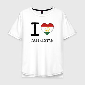 Мужская футболка хлопок Oversize с принтом Таджикистан в Новосибирске, 100% хлопок | свободный крой, круглый ворот, “спинка” длиннее передней части | asia | coat of arms | flag | heart | i | love | ornament | patterns | republic | state | tajikistan | азия | герб | государство | люблю | орнамент | республика | сердце | таджикистан | узоры | флаг | я
