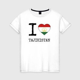 Женская футболка хлопок с принтом Таджикистан в Новосибирске, 100% хлопок | прямой крой, круглый вырез горловины, длина до линии бедер, слегка спущенное плечо | asia | coat of arms | flag | heart | i | love | ornament | patterns | republic | state | tajikistan | азия | герб | государство | люблю | орнамент | республика | сердце | таджикистан | узоры | флаг | я