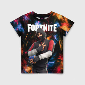 Детская футболка 3D с принтом FORTNITE x IKONIK в Новосибирске, 100% гипоаллергенный полиэфир | прямой крой, круглый вырез горловины, длина до линии бедер, чуть спущенное плечо, ткань немного тянется | deadmau5 | fortnite | fortnite 2 | fortnite x маршмелло | ikonik | marshmello | ninja | ninja streamer | raven | travis scott | ворон | иконик | ниндзя | пили | рейвен | трэвис скотт | фортнайт