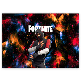 Поздравительная открытка с принтом FORTNITE x IKONIK в Новосибирске, 100% бумага | плотность бумаги 280 г/м2, матовая, на обратной стороне линовка и место для марки
 | deadmau5 | fortnite | fortnite 2 | fortnite x маршмелло | ikonik | marshmello | ninja | ninja streamer | raven | travis scott | ворон | иконик | ниндзя | пили | рейвен | трэвис скотт | фортнайт