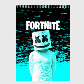 Скетчбук с принтом Fortnite Marshmello в Новосибирске, 100% бумага
 | 48 листов, плотность листов — 100 г/м2, плотность картонной обложки — 250 г/м2. Листы скреплены сверху удобной пружинной спиралью | archetype | fortnite | fortnite x | game | ikonik | marshmello | raven | архетип | ворон | игра | иконик | маршмелло | фортнайт