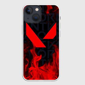 Чехол для iPhone 13 mini с принтом VALORANT | ВАЛОРАНТ в Новосибирске,  |  | breach | cs go | cypher | fire | flames | jett | league of legends | legends of runeterra | lol | omen | overwatch | phoenix | riot | riot games | sage | sona | sova | valorant | viper | валорант | лига легенд | лол | огонь | пламя