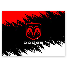 Поздравительная открытка с принтом DODGE. в Новосибирске, 100% бумага | плотность бумаги 280 г/м2, матовая, на обратной стороне линовка и место для марки
 | 2020 | auto | dodge | sport | авто | автомобиль | автомобильные | бренд | додж | марка | машины | спорт