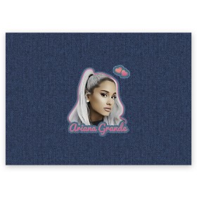 Поздравительная открытка с принтом Ariana Grande Jeans в Новосибирске, 100% бумага | плотность бумаги 280 г/м2, матовая, на обратной стороне линовка и место для марки
 | Тематика изображения на принте: ariana grande | grande | heart | jeans | pink | team | ариана гранде | гранде | джинса | джинсовый | джинсы | для фанатов | надпись | попса | розовый | сердечки | синий | текстура | фанатам