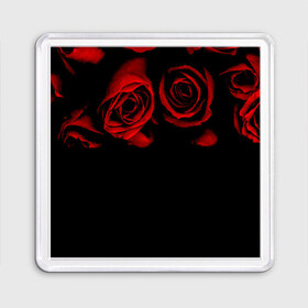 Магнит 55*55 с принтом Готика в Новосибирске, Пластик | Размер: 65*65 мм; Размер печати: 55*55 мм | black | flowers | red | rose | rozario | vampire | алые | бутоны | вампир | винтаж | готический | красныерозы | кровь | лепестки | летний | лето | ночь | природа | растения | роза | розочка | розы | рок | темный | узор
