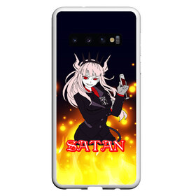 Чехол для Samsung Galaxy S10 с принтом Helltaker Satan Girl в Новосибирске, Силикон | Область печати: задняя сторона чехла, без боковых панелей | cerberus | deвиноmons | helltaker | lucifer | ад | аниме | анимешные | арт | блины | гарем | головоломка | демон | демонессы | демонетки | игра | игроман | касты | комиксы | любовь | люцифер | милые | няшные | персонажи