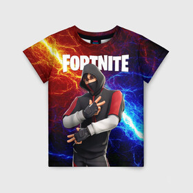 Детская футболка 3D с принтом FORTNITE x IKONIK | ФОРТНАЙТ ИКОНИК в Новосибирске, 100% гипоаллергенный полиэфир | прямой крой, круглый вырез горловины, длина до линии бедер, чуть спущенное плечо, ткань немного тянется | deadmau5 | fortnite | fortnite 2 | fortnite x маршмелло | ikonik | marshmello | ninja | ninja streamer | raven | travis scott | ворон | иконик | ниндзя | пили | рейвен | трэвис скотт | фортнайт