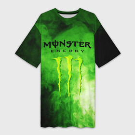 Платье-футболка 3D с принтом MONSTER ENERGY в Новосибирске,  |  | brend | green | monster energy | андреналин | бренд | зеленый | логотип | монстр | напиток | энергетик | энергия