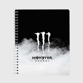 Тетрадь с принтом MONSTER ENERGY BLACK в Новосибирске, 100% бумага | 48 листов, плотность листов — 60 г/м2, плотность картонной обложки — 250 г/м2. Листы скреплены сбоку удобной пружинной спиралью. Уголки страниц и обложки скругленные. Цвет линий — светло-серый
 | brend | green | monster energy | андреналин | бренд | зеленый | логотип | монстр | напиток | энергетик | энергия