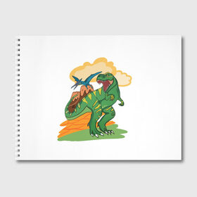 Альбом для рисования с принтом Динозавр в Новосибирске, 100% бумага
 | матовая бумага, плотность 200 мг. | Тематика изображения на принте: вулкан | динозавры | динозавры в природе | летающий динозавр | хищник