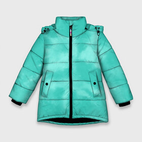 Зимняя куртка для девочек 3D с принтом Бирюзовый ТАЙ ДАЙ в Новосибирске, ткань верха — 100% полиэстер; подклад — 100% полиэстер, утеплитель — 100% полиэстер. | длина ниже бедра, удлиненная спинка, воротник стойка и отстегивающийся капюшон. Есть боковые карманы с листочкой на кнопках, утяжки по низу изделия и внутренний карман на молнии. 

Предусмотрены светоотражающий принт на спинке, радужный светоотражающий элемент на пуллере молнии и на резинке для утяжки. | summer | tie dye | акварель | бирюзовый тай дай | лето | разноцветная | тай дай | тайдай | яркая