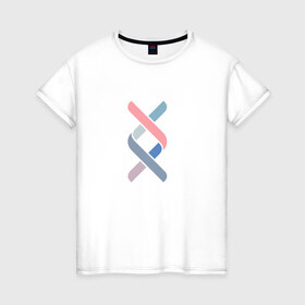 Женская футболка хлопок с принтом ДНК в Новосибирске, 100% хлопок | прямой крой, круглый вырез горловины, длина до линии бедер, слегка спущенное плечо | dna | genotek | генетика | логотип | спираль