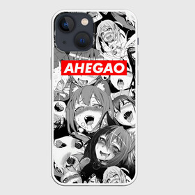 Чехол для iPhone 13 mini с принтом Ахегао лица лого в Новосибирске,  |  | ahegao | kawai | kowai | oppai | otaku | senpai | sugoi | waifu | yandere | ахегао | ковай | отаку | семпай | сенпай | сэмпай | яндере