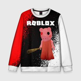 Детский свитшот 3D с принтом Roblox piggy/Свинка Пигги. в Новосибирске, 100% полиэстер | свободная посадка, прямой крой, мягкая тканевая резинка на рукавах и понизу свитшота | Тематика изображения на принте: game | gamer | logo | minecraft | piggi | roblox | simulator | игра | конструктор | лого | пигги | свинья | симулятор | строительство | фигура