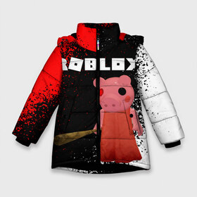 Зимняя куртка для девочек 3D с принтом Roblox piggy Свинка Пигги в Новосибирске, ткань верха — 100% полиэстер; подклад — 100% полиэстер, утеплитель — 100% полиэстер. | длина ниже бедра, удлиненная спинка, воротник стойка и отстегивающийся капюшон. Есть боковые карманы с листочкой на кнопках, утяжки по низу изделия и внутренний карман на молнии. 

Предусмотрены светоотражающий принт на спинке, радужный светоотражающий элемент на пуллере молнии и на резинке для утяжки. | game | gamer | logo | minecraft | piggi | roblox | simulator | игра | конструктор | лого | пигги | свинья | симулятор | строительство | фигура