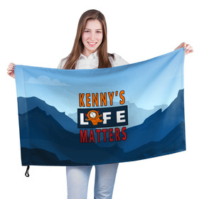 Флаг 3D с принтом Kennys LIFE matters в Новосибирске, 100% полиэстер | плотность ткани — 95 г/м2, размер — 67 х 109 см. Принт наносится с одной стороны | kenny | life matters | lives matter | south park | text | жизнь | кенни | маккормик | текст | фразы | южный парк