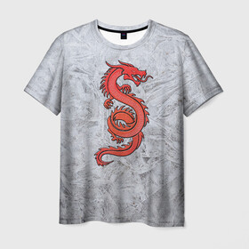 Мужская футболка 3D с принтом Красный дракон в Новосибирске, 100% полиэфир | прямой крой, круглый вырез горловины, длина до линии бедер | дракон | звери | китайский дракон. | мифология