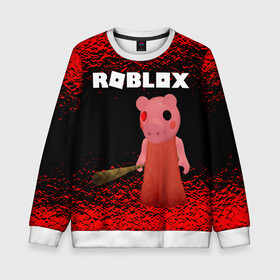 Детский свитшот 3D с принтом Roblox piggy/Свинка Пигги. в Новосибирске, 100% полиэстер | свободная посадка, прямой крой, мягкая тканевая резинка на рукавах и понизу свитшота | game | gamer | logo | minecraft | piggi | roblox | simulator | игра | конструктор | лого | пигги | свинья | симулятор | строительство | фигура