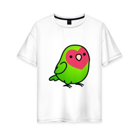 Женская футболка хлопок Oversize с принтом Папугай в Новосибирске, 100% хлопок | свободный крой, круглый ворот, спущенный рукав, длина до линии бедер
 | арт | волнистые попугайчики | волнистый попугай | животные | картинка | папуги | попугаи | попугайчики | птица | птицы | рисунок