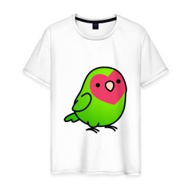 Мужская футболка хлопок с принтом Папугай в Новосибирске, 100% хлопок | прямой крой, круглый вырез горловины, длина до линии бедер, слегка спущенное плечо. | арт | волнистые попугайчики | волнистый попугай | животные | картинка | папуги | попугаи | попугайчики | птица | птицы | рисунок